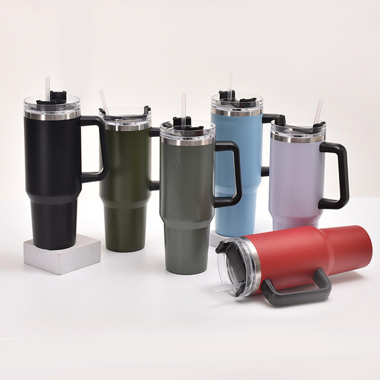 Personalized Powder Coated Stainless Steel Cup Cups Tumbler With Straws