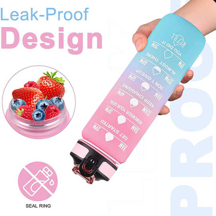 Logo Personalise De Bouteille Deau 1000Ml 1 Litre Large Outdoor Sports Water Bottle With Straw