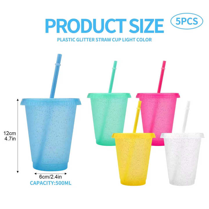 Wholesale High Quality 480Ml 720Ml Food Grade Colorful Glitter Fancy Tumbler Cup With Straw Lid