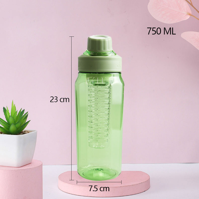 High Quality 750Ml Healthy Clear New Design Transparent Fruit Infuser Plastic Cute Water Drink Bottle