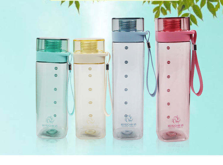 Bpa Free Botella De Agua Cuadrada Pink Square Shape Plastic Drink Water Bottles With Custom Logo
