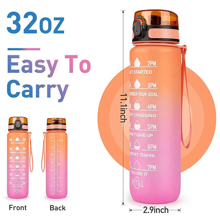 Customizable Clear Plastic Time Marker Water Bottle 1L Bottles