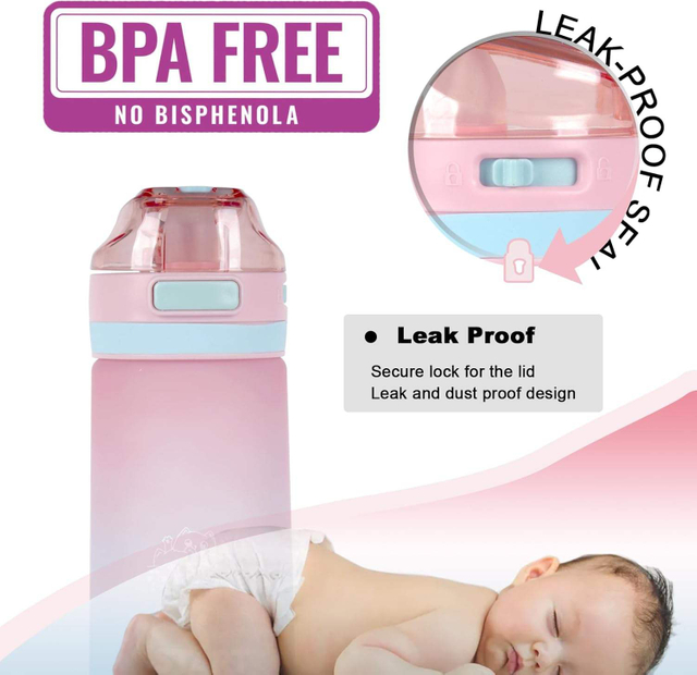 20oz/600ml Daily Water Bottle With Soft Straw,Reusable Plastic BPA Free Leakproof Water Jug