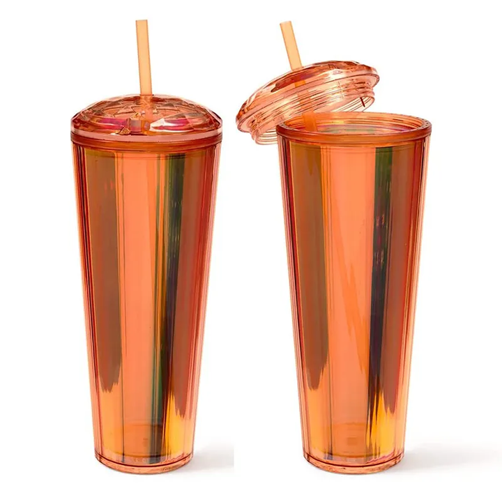 23oz Bpa Free Custom logo PS Reusable Gym Sports Plastic Water Tumbler with Straw