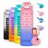 1000ml/32oz BPA-Free Fitness Plastic Gym Sports Motivational Water Bottle With Time Marker