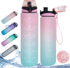 Custom Logo BPA Free PC Tritan Plastic 32oz 1L Motivational Leak Proof Gym Fitness Sports Water Bottle with Times to Drink