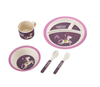 Customized Design Toddler Baby Kid Feeding Cartoon Bamboo Fiber Dinnerware Sets Dishwasher Safe Plate Bowl Cup Spoon Fork Set