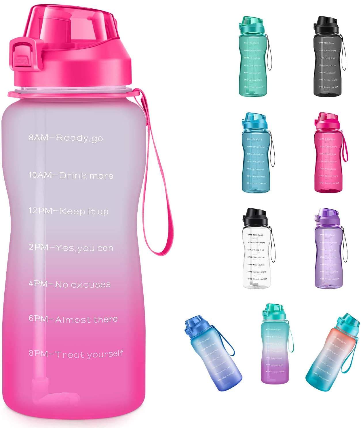 1 Gallon Water Bottle With Straw Time Marker Wide Mouth BPA-Free With Custom Logo for Fitness Large Gym Plastic Bottle