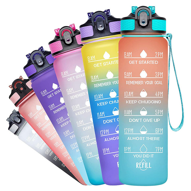In Stock Leakproof BPA Free Drinking Water Bottle with Time Marker