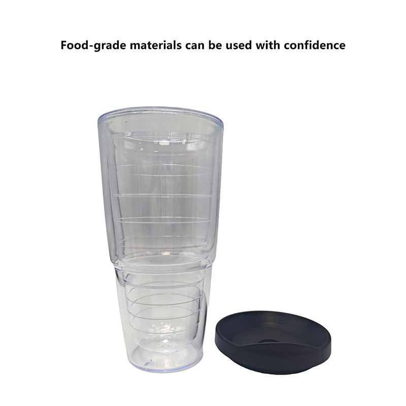 700Ml Custom Double Wall Reusable Wide Mouth Clear Plastic Tumbler Water Drinking Bottle With Lid