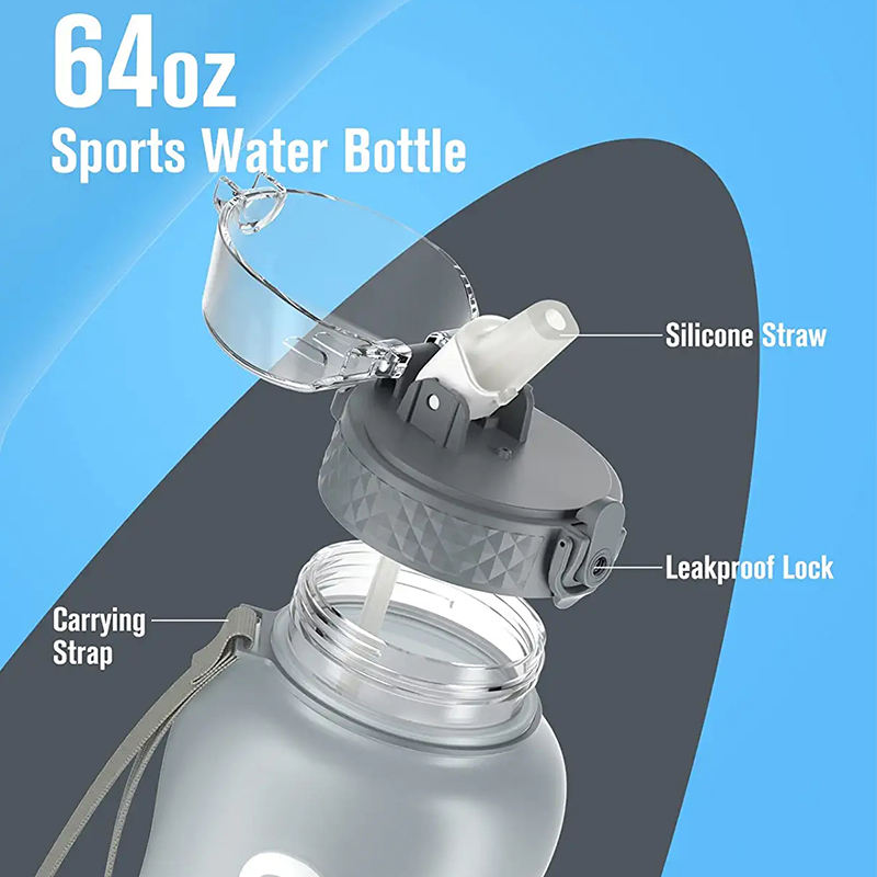 64oz 2L Half Gallon Gym Fitness Sports Motivational Water Bottle With Camo Insulated Storage Sleeve and Carry Strap