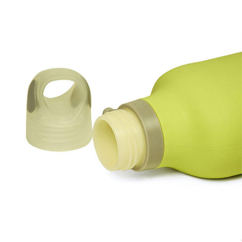 500Ml Custom Leakproof Sport Reusable Silicone Portable Foldable Water Bottle With Rope Lid