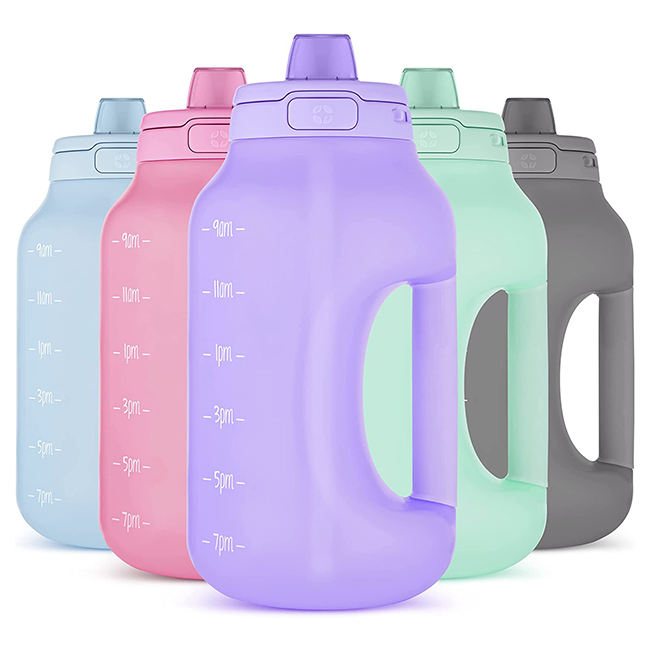 Half Gallon Water Bottle with Straw and Motivational Time Marker Large Capacity Leakproof BPA Free Fitness Sports Water Jug