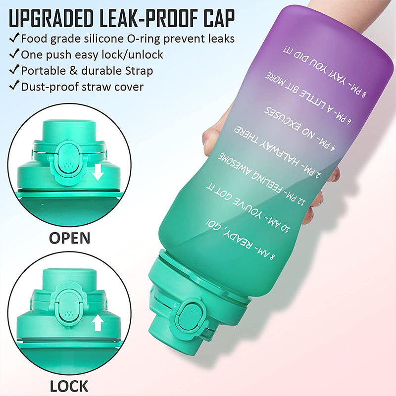 1 Gallon/128oz Motivational Water Bottle with Time Marker & Straw,Leakproof Tritan BPA Free Water Jug
