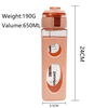 650ml New Summer Double Layer Plastic Water Bottle Portable Rope Sports square Drinking Water Plastic Cup with Scale Bottle