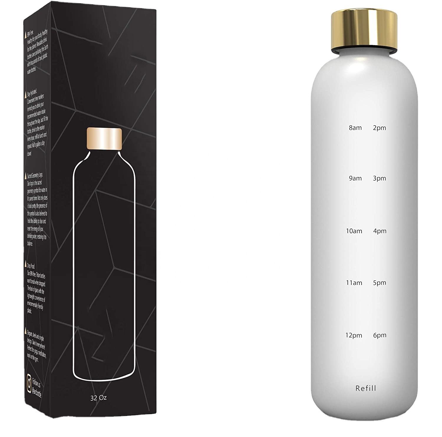 Cheap BPA FREE Plastic 1L Motivational Water Bottle with Time Marker Reminder