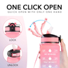 1L 32 OzCustom Plastic Straw Gym Sports BPA Free Tritan Motivational Water Bottle With Time Marker