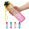 Gradient Drinking 1000ml 1L Plastic Creative Frosted Straw Cover Space Water Sports Bottle Outdoor Travel Mug with Silicone Hand