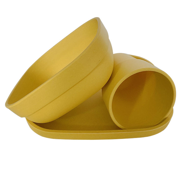 Bamboo Kid Plates, (4 Color Set), Stackable and Reusable,Eco-Friendly, BPA Free, Non Toxic, Dishwasher Safe