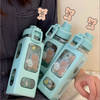 Custom Logo 700ML Outdoor Sport Plastic Square Water Bottle With Straw with Cute Sticker