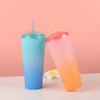 High Quality Customized 700Ml Nice Colorful Wide Mouth Plastic Tumbler Tumblers With Lids Straw