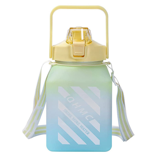 1500ML 2000ML Custom 2 Liter Plastic Water Bottle with Straw Gradient Color with Times to Drink