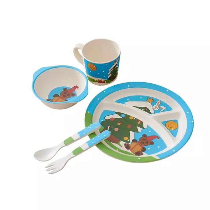 Reusable Bamboo Fiber Baby Plates Set Tableware Set