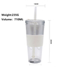 Wholesale 710Ml Custom Logo Leak Proof Reusable Clear Plastic Drink Tumbler With Straw Lid