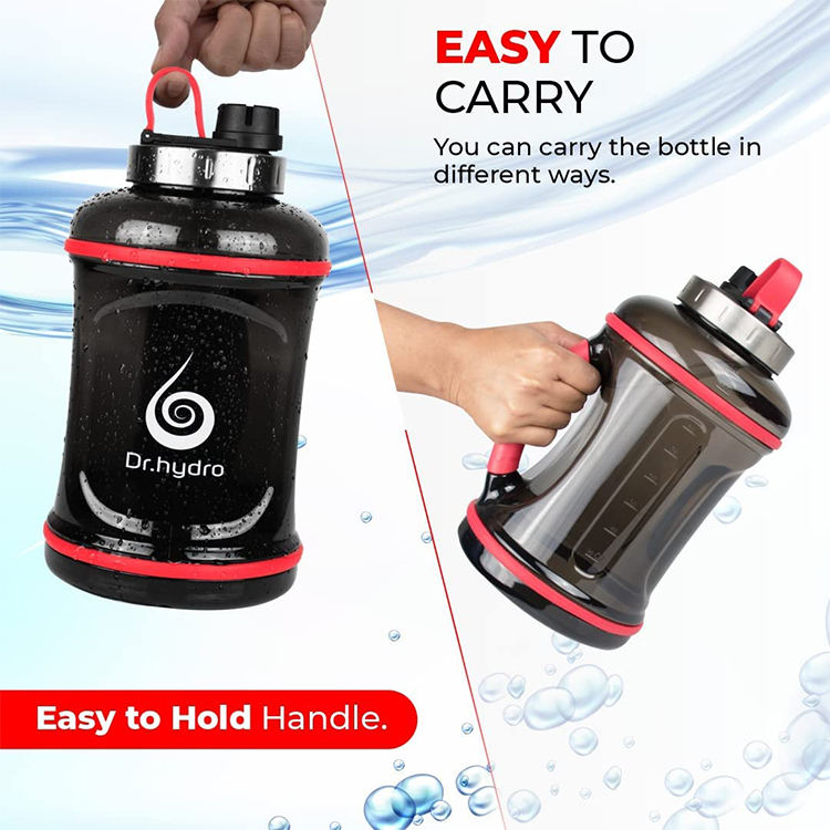 2.2L Half Gallon Transparent Gym Sports Motivation Large Bpa Free Plastic Custom Water Bottle with Straw Lid Time Marker