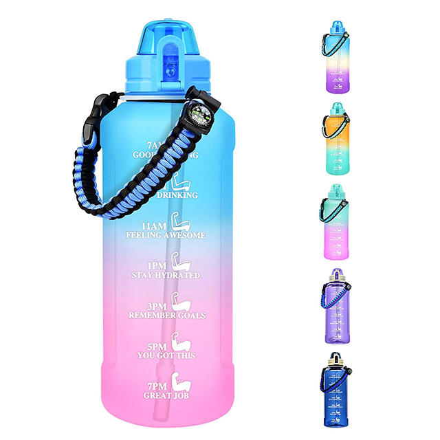 Top Seller Sport Gym Frosted Plastic Drink Motivational Water Bottle in Bulk Gallon Tritan Water Bottle with Time Marker