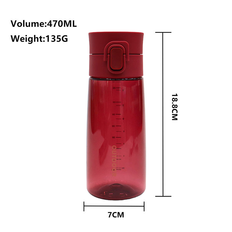 New Custom Color School Transparent Plastic Sports Water Bottle Direct Drinking With Scale