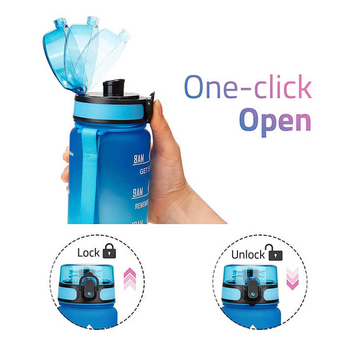 New Design BPA Free 1000ML Plastic High Quality Tritan Gym Sports Motivational Water Bottle with Custom logo