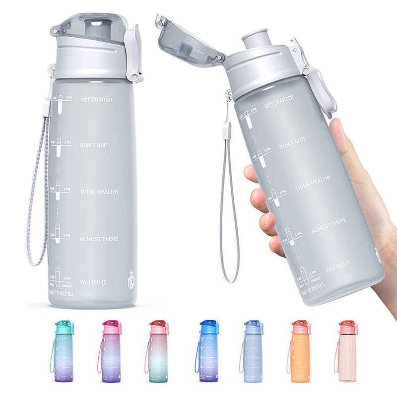 Factory Direct Supply Sport Equipment Drinking Bottle With Straw Lid Gradient Color Plastic Water Bottle