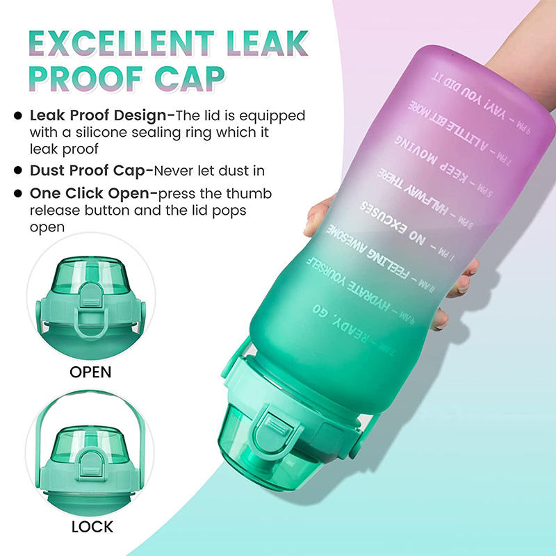 Wholesale 64oz 2 Liter Large Capacity Fitness Gallon Sports Motivational Plastic Water Bottle with Time Marker and Straw