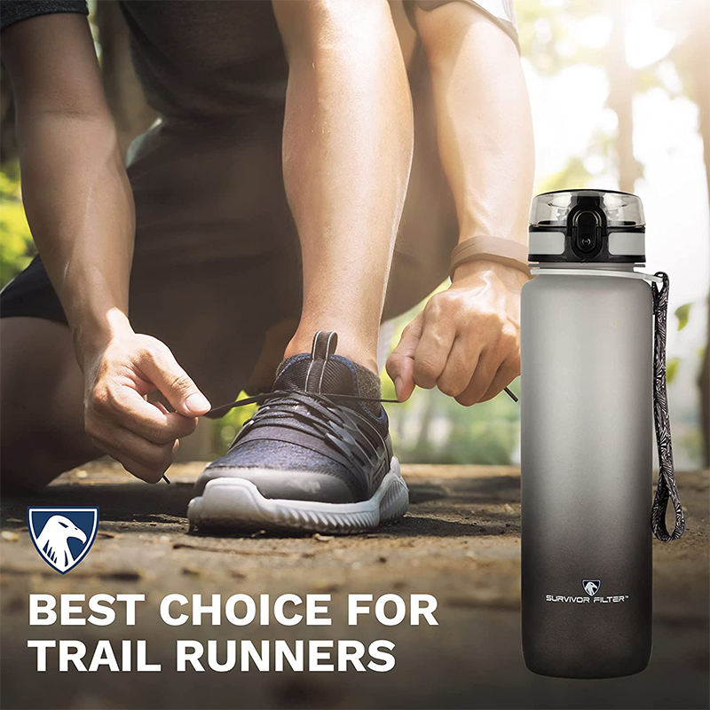 Custom Logo Straw Flip Top Filter Plastic Sport BPA Free 1l 32oz 32 oz Tritan Motivational Water Bottle With Time Marker