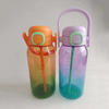 Custom 1L Large Capacity Straw Cup Plastic Water Cup Color Sport Motivational Outdoor Direct Drinking Water Bottle with Handle