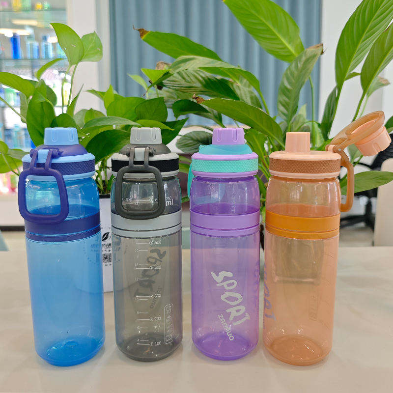 25oz 750ml Cups with pp BPA Free Portable Handle Plastic Water Bottle Outdoor Travel Sports Water Bottle with Screw Lid
