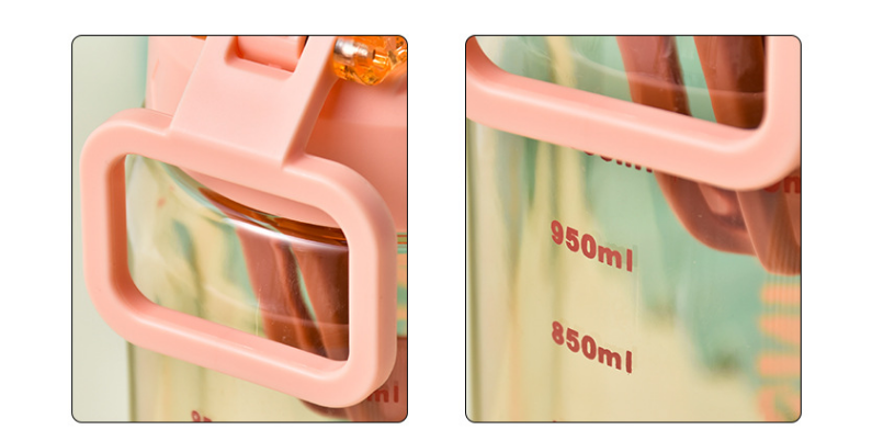 2000ML Minimalist Custom Multi-style Sport Plastic Water Bottle With Handle and Straw and Scale