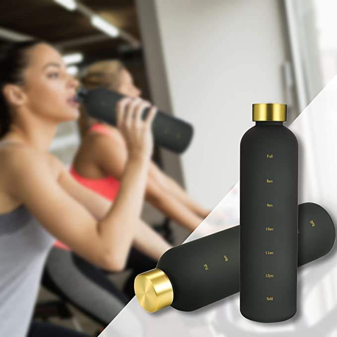 1L BPA Free Custom Logo Time Marker Sport Frosted Plastic Tritan 32OZ Motivational Water Bottle