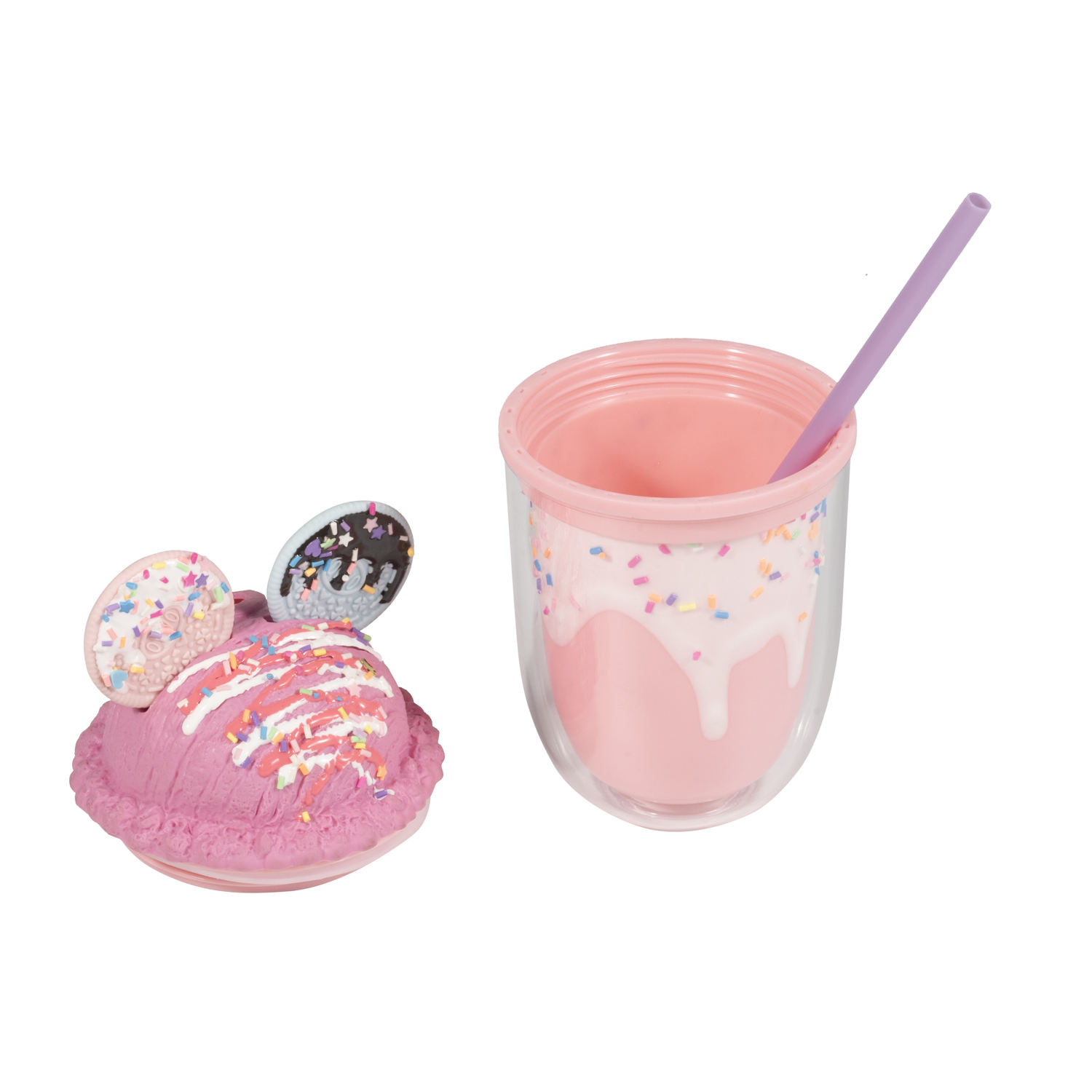Custom 14oz Milk Tea Cup Mug Double Wall Coffee Cartoon Shape Plastic Cup with Straw PS Material