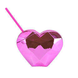 21oz Reusable BPA Free Camping Plastic Lids Custom Colors Cute Party Sparkly Heart Shape Cups