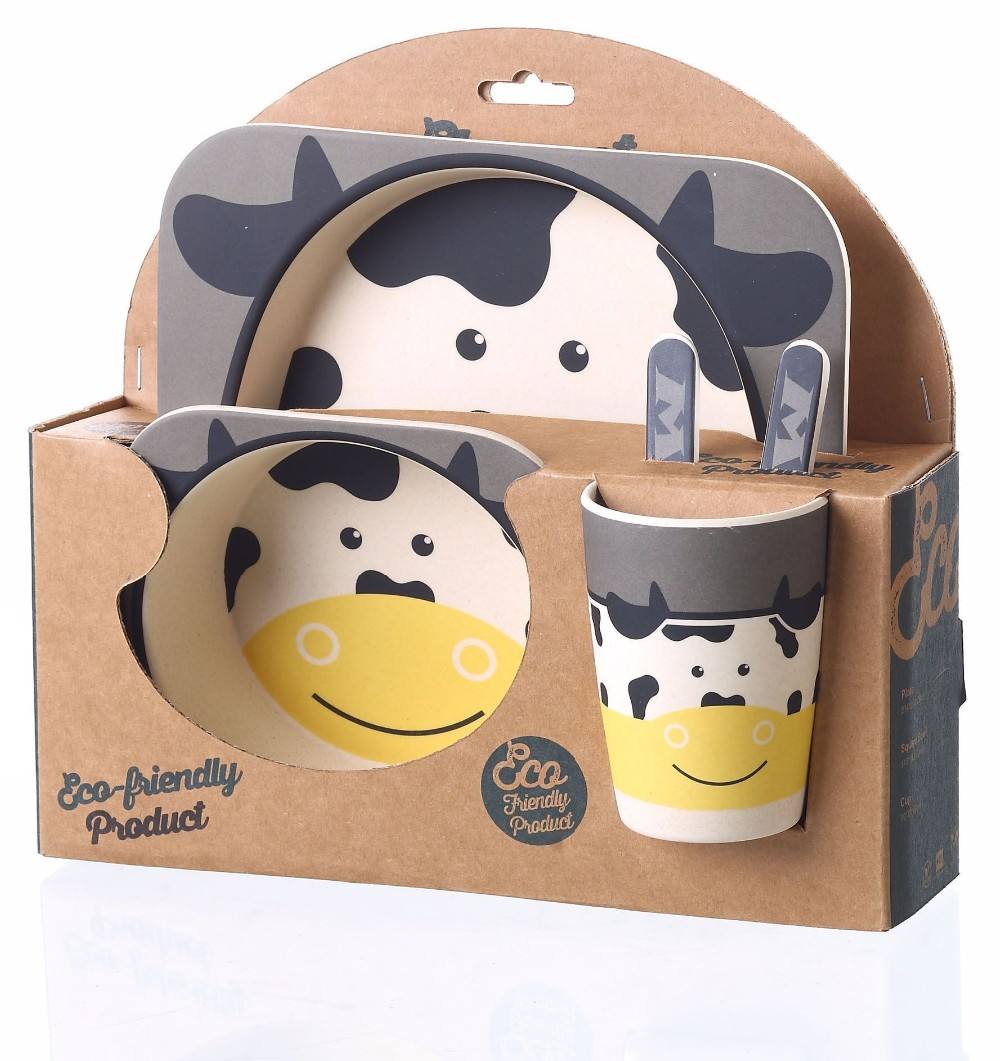 Printing Cartoon Decal Printing Accept Customized Bamboo Fiber Dinnerware Set