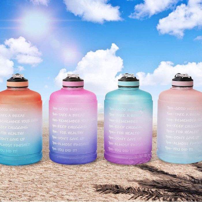128oz Large Capacity Gallon Water Bottle Motivational with Straw & Big Handle