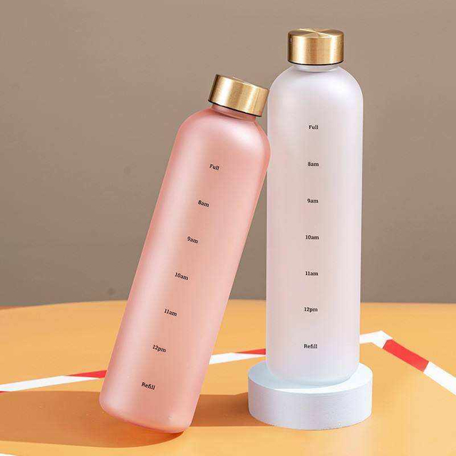 32oz Wholesale Frosted Timestamps Mark Motivational Plastic Water Bottle Simply Design