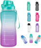 Large Half Gallon 64oz Leakproof Tritan BPA Free Motivational Water Bottle with Time Marker