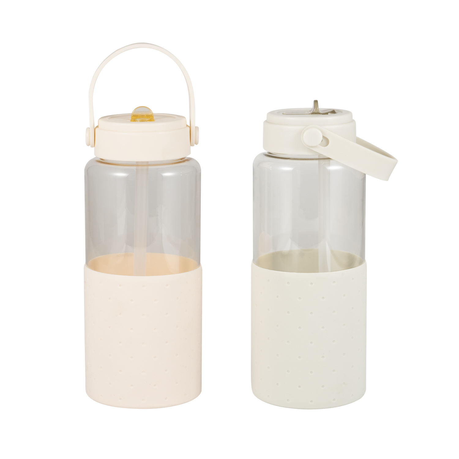 High Quality 1000ml/1 Liter Clear Colorful Plastic Wide Mouth Water Drink Bottle With Straw for School Kids