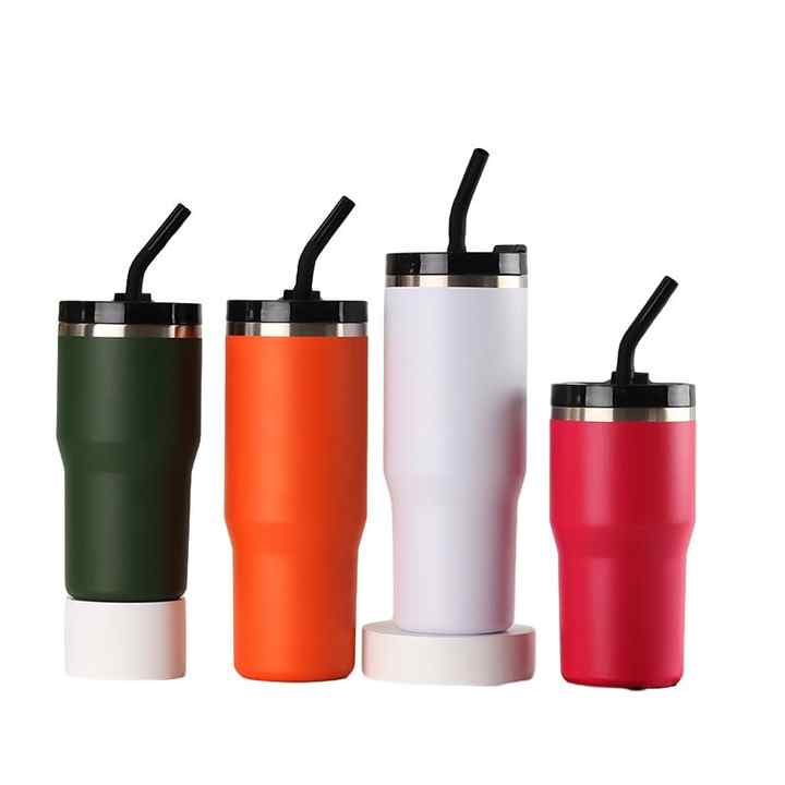 30oz Custom Logo Stainless Steel Vacuum Insulated Tumbler Coffee Cups Travel Mugs Keep Cold for Tour With Straw