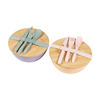 1280Ml Big Capacity Food Safe RPET Material Bowls With Bamboo Lid BPA Free Dishwasher Safe