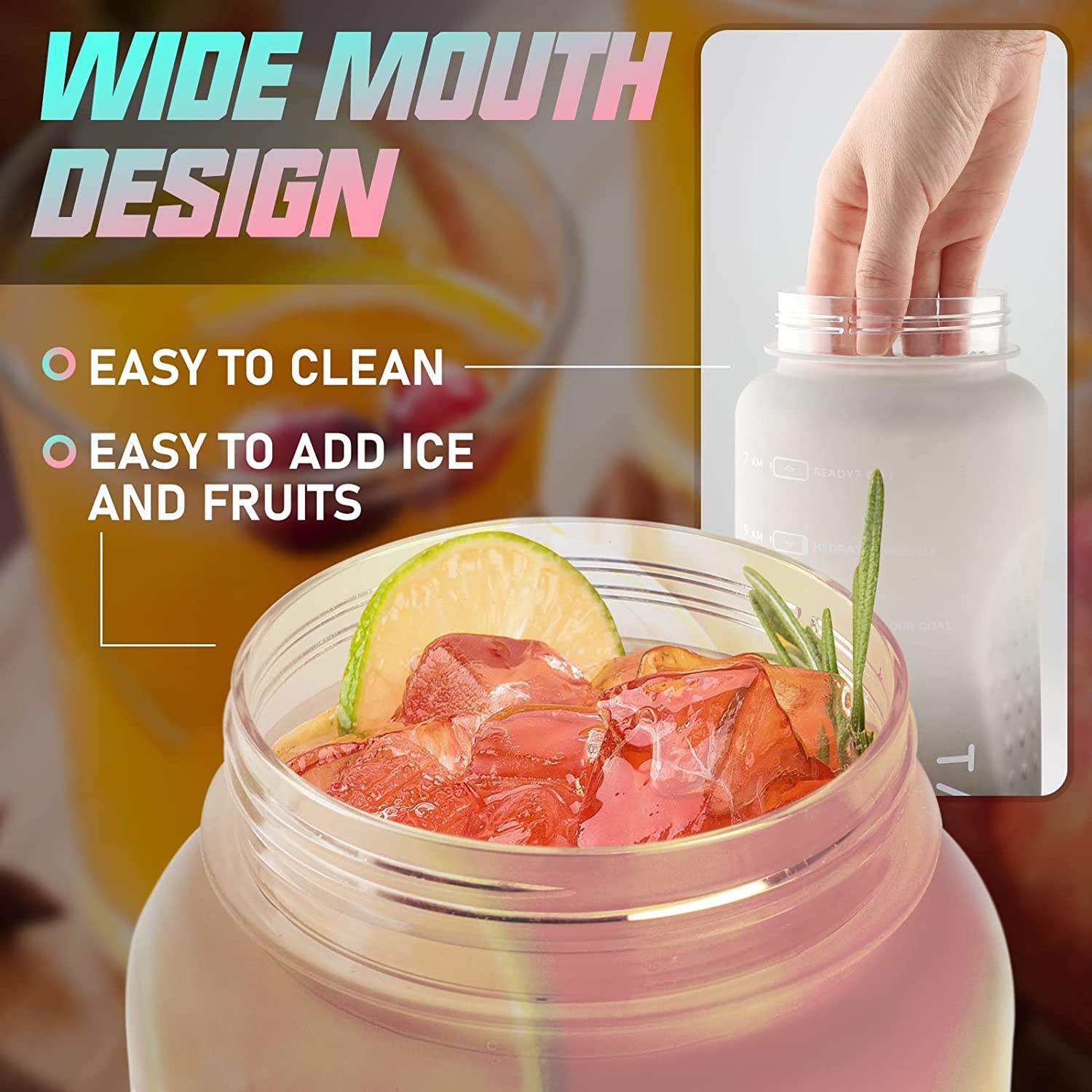 With Time Marker Straw Flip Top Divtop Handle Plastic Big Gym Sports 2200ml Jugs Motivational Half One 1 Gallon Water Bottle