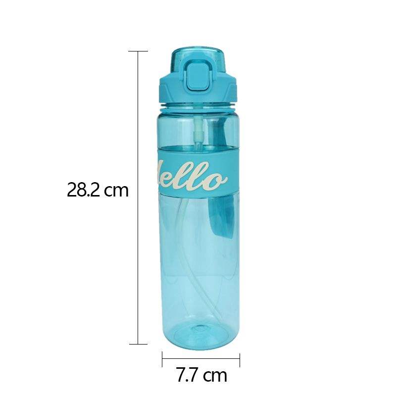 Leakproof 32OZ Plastic Outdoor Sports Gym Water Bottle with Straw and Non-slip Silicone Ring